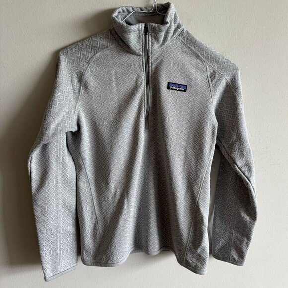 Patagonia Womens Long Sleeve Air Zip Neck Geometrical Style Sweater Gray Small - Picture 1 of 11